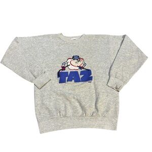 Tultex Vintage Taz Hockey Sweatshir Grey and Blue Size Large‎
